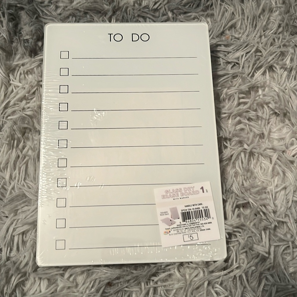 Glass To Do List Dry Erase Board with Marker